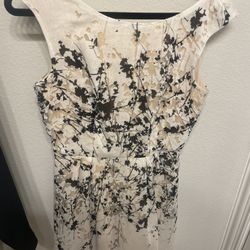 Liz Claiborne Womens White With Brown Flowers Dress Size 8
