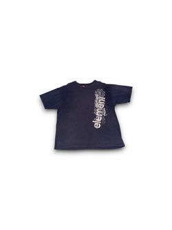Vintage y2k element skateboards side script logo t-shirt navy blue mens XL