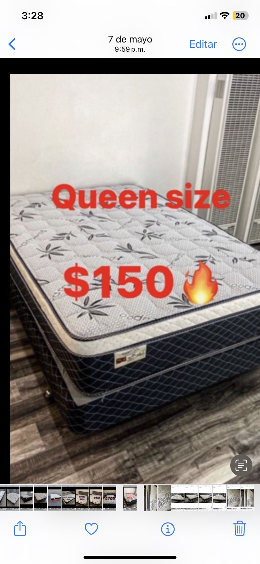 New Pillow top mattresses Colchones nuevos pillow top Queen size $150 $210 With Box Spring Full size $140 $200 With Box Spring Twin size $1