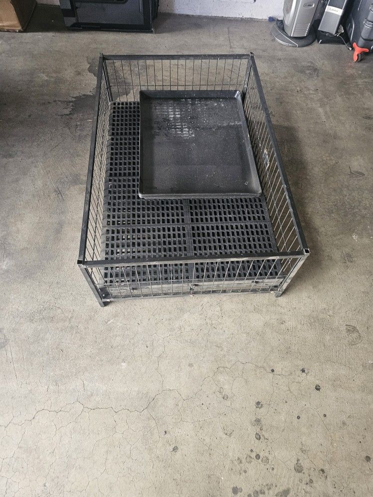 Homey Pet 43" Dog Whelping Box for Puppies, Metal Whelping Box for Small Breed Dogs with Washable Plastic Floor, Removable Tray