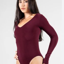 MANGOPOP Long Sleeve Bodysuits for Women Scoop Neck Ribbed Body Suit Stretchy Ba