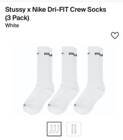 Stussy X Nike Dri-FIT Crew Socks (3pk WHITE medium)