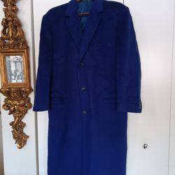Men's Magnificent And Beautiful Gorgeous Color Blue Overcoat Extra Large