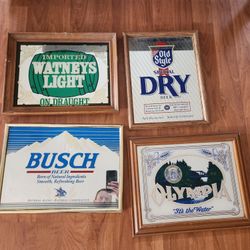 4 Vintage Beer Mirrors Mancave Signs