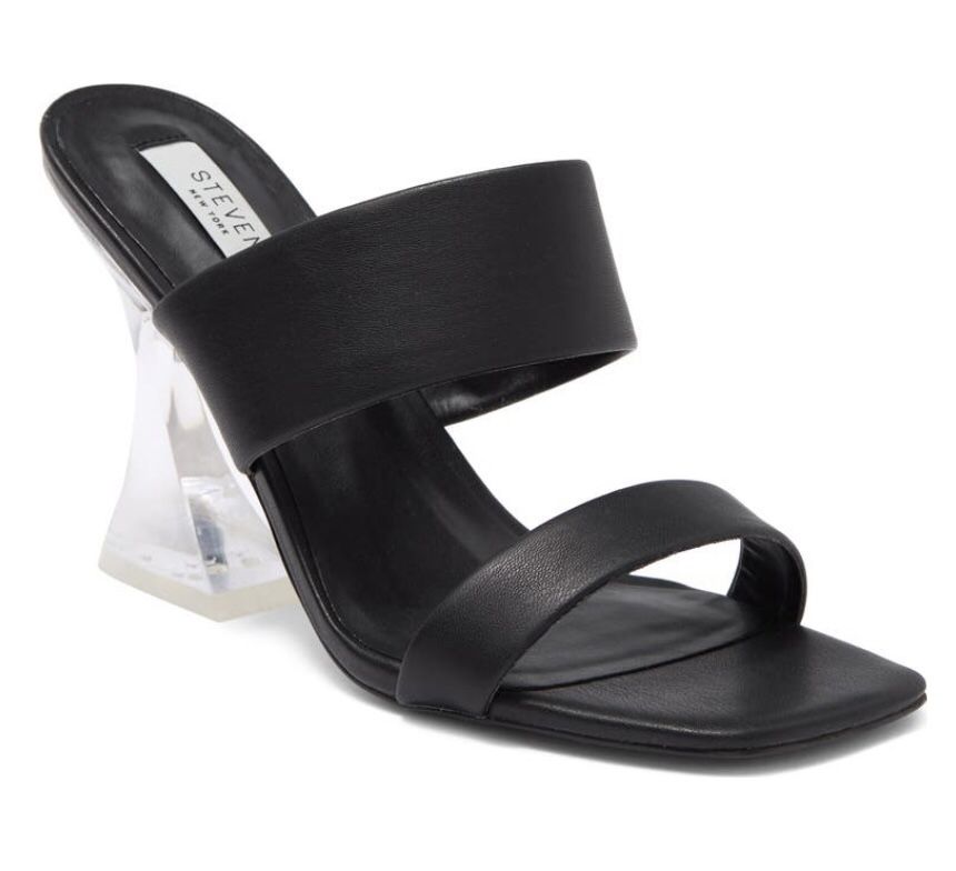 *NIB* Steven New York Black Brinne Clear Lucite Strappy Sandal Size 7.5