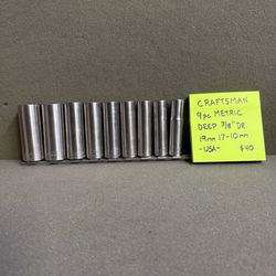 CRAFTSMAN 9pc USA METRIC DEEP 3/8” Dr.  19mm, 17-10mm