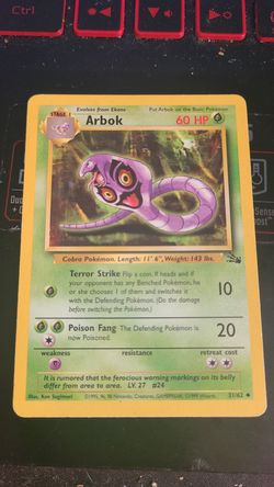 Pokemon Card - Arbok Fossil Edition - kids game toy