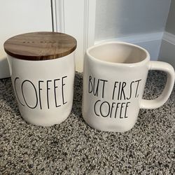 Rae Dunn Coffee Mug And Canister Set