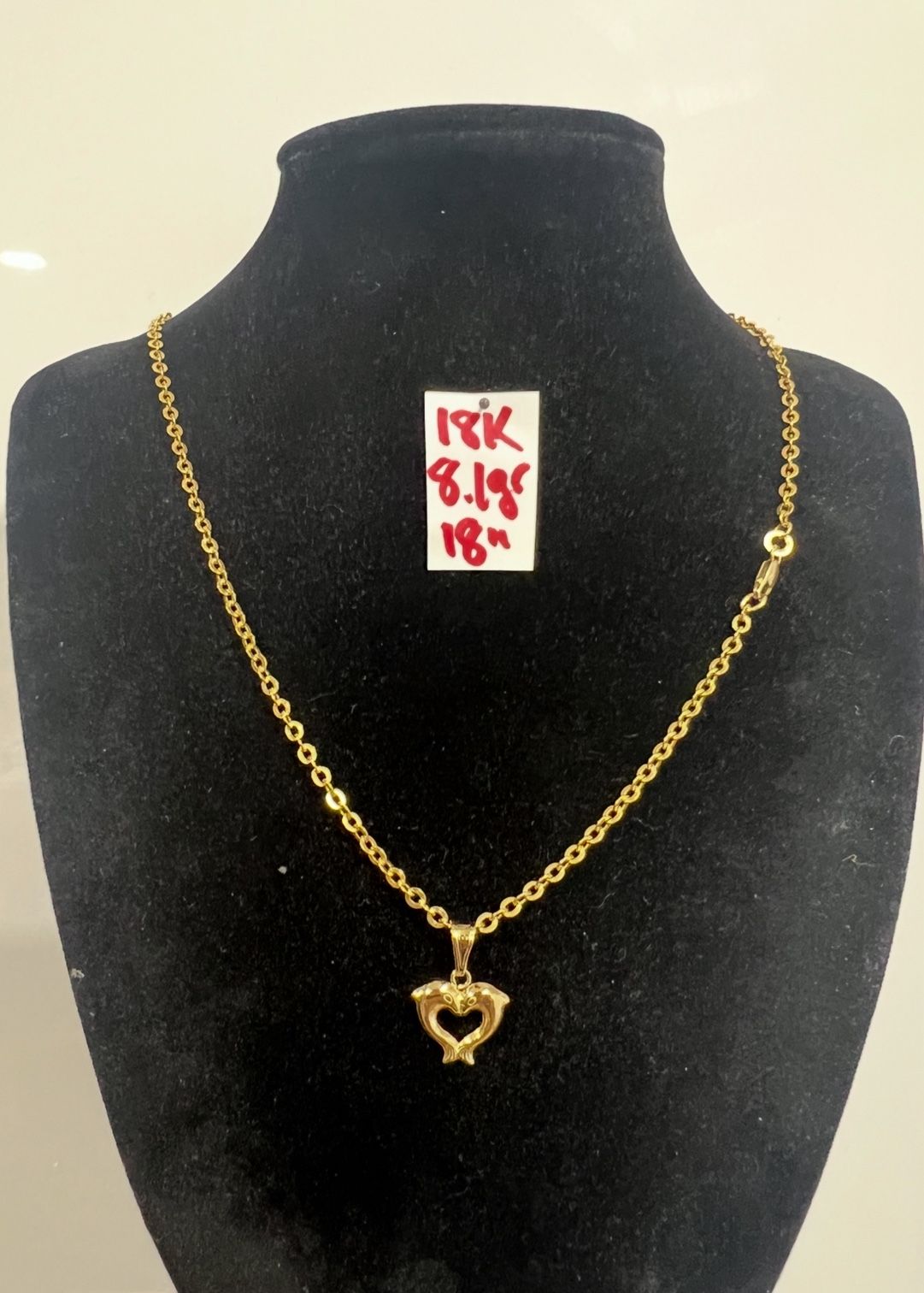 For Wedding 18K Solid Gold Chain and Pendant 8.1Gr 18 Inches Long