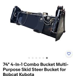 74" 4-In-1 Combo Bucket Multi-Purpose Skid Steer Bucket for Bobcat Kubota