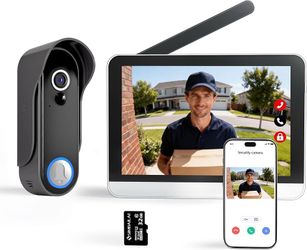 Wireless Video Doorbell 7" Touchscreen Monitor 1080P No Subscription