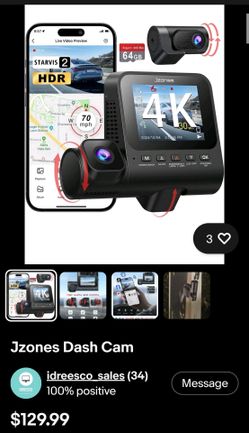 Dash cam. Front and rear. 4k front, 1080p rear. App supported. Built-in GPS