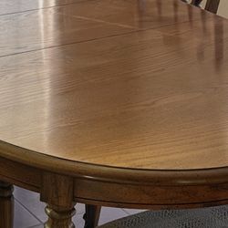 ESTATE SALE: Solid Oak Dining Table + Six Chairs