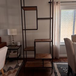 Living Spaces 84” Wood & Metal Bookcase