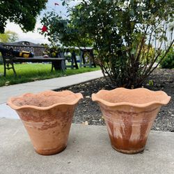 2 Terracotta Clay-based Ceramic Planter Pots H8.5/W11 $10 each