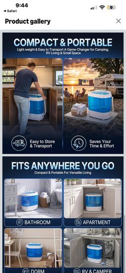 ZENY Portable Clothes Washing Machine Mini Twin Tub Small Laundry Washer Aparment Spin Dryer 9.9lbs Capacity Lightweight for Dormitory, RV blue   28 $