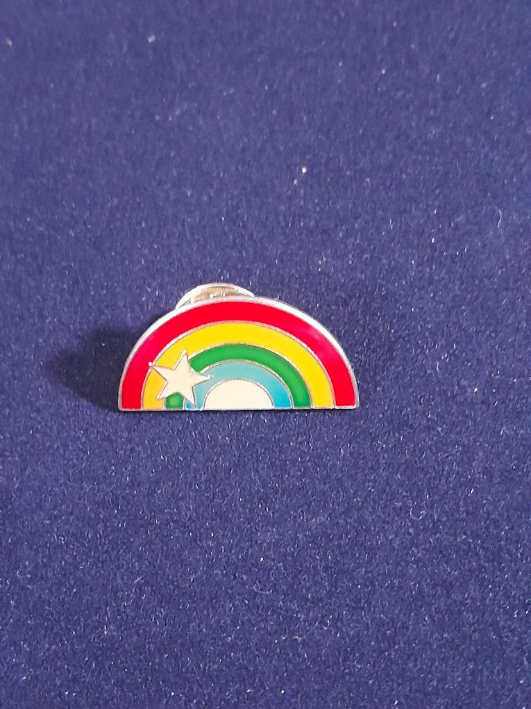 Vintage Rainbow Enamel Lapel Hat Tie Pin 