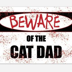 BEWARE of the CAT DAD~Magnet 6" x 4"~Car, File Cabinet, or Refrigerator Magnet~Funny/Dark Humor/Gag Gift For Cat Dad