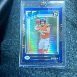 2024 Panini Donruss Optic - Rated Rookie Bo Nix #209 Blue Hyper Prizm (RC)