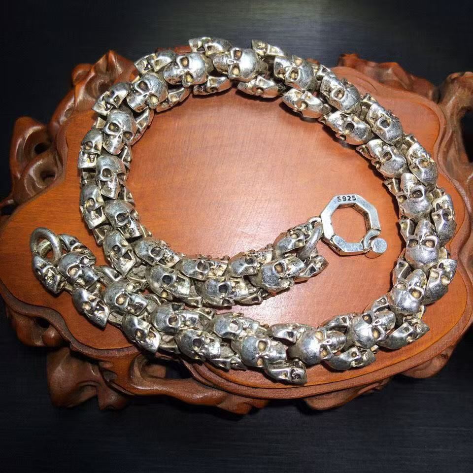 Handcrafted - Silver-plated bracelet, skull head