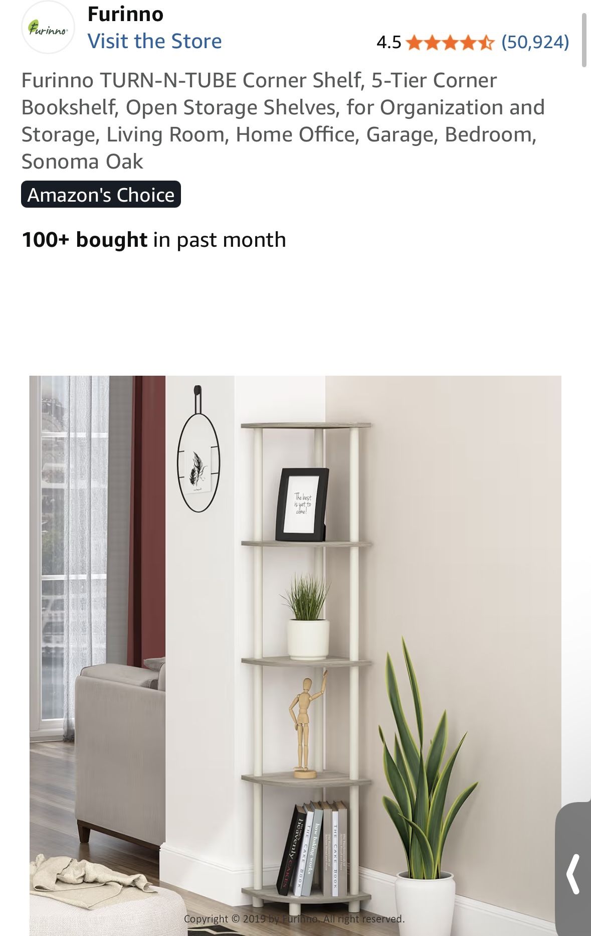 Amazon 5-Tier Corner Shelf - Sonoma Oak/White