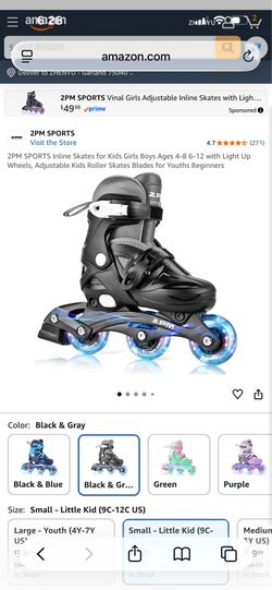 2PM SPORTS Inline Skates for Kids Girls Boys Ages 4-8 6-12 with Light Up Wheels, Adjustable Kids Roller Skates Blades for Youths Beginners
