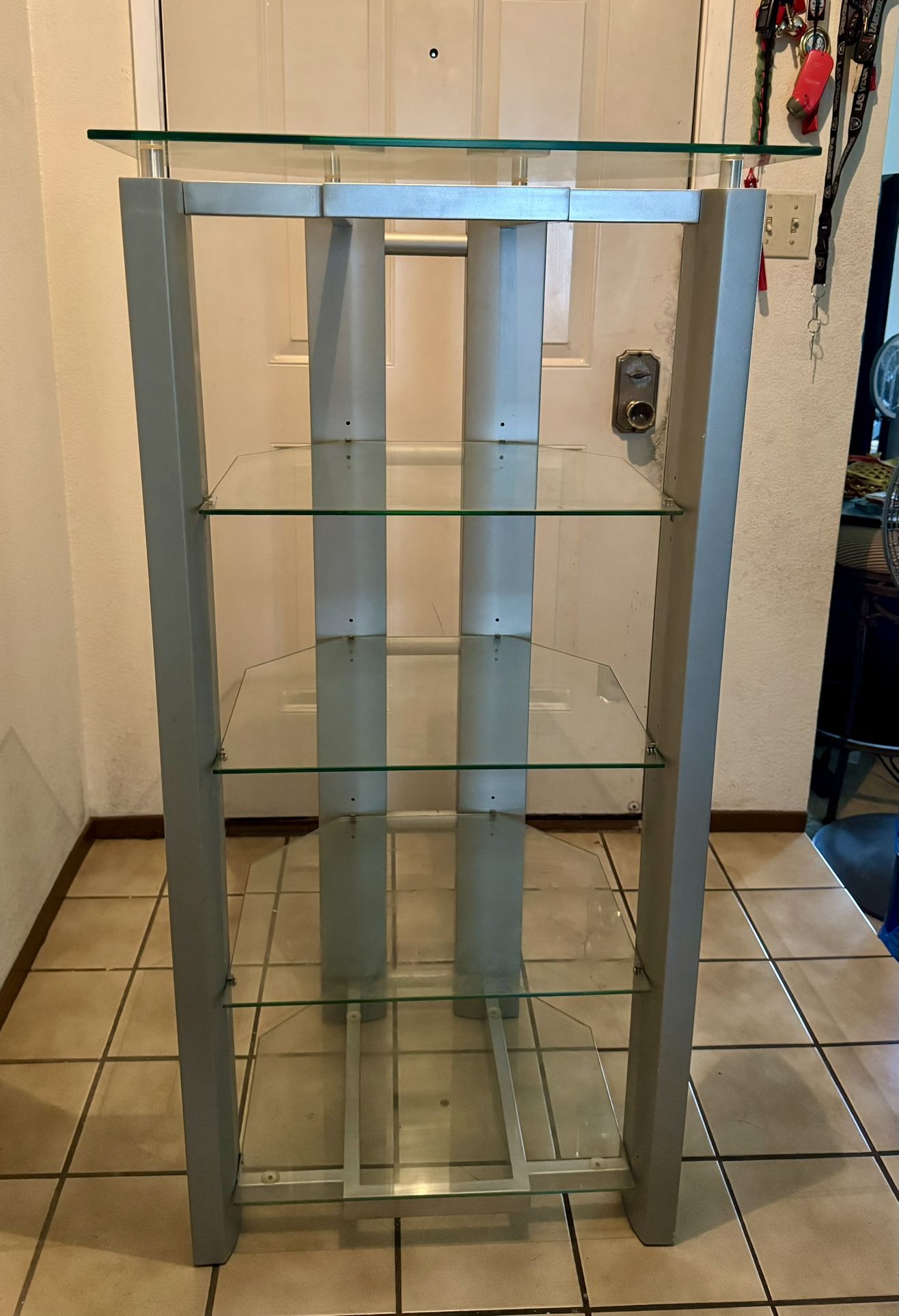 Modern Glass and Metal Display Shelf - 5-Tier Storage Stand for Home and Office
