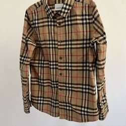 Authentic Burberry Children Boys Nova Check Plaid Button Down Shirt Size 10Y