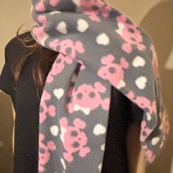 Pink Skulls Double Fleece Scarf Handmade