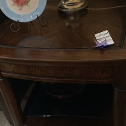 Cherry Wood 2 Tier End Table