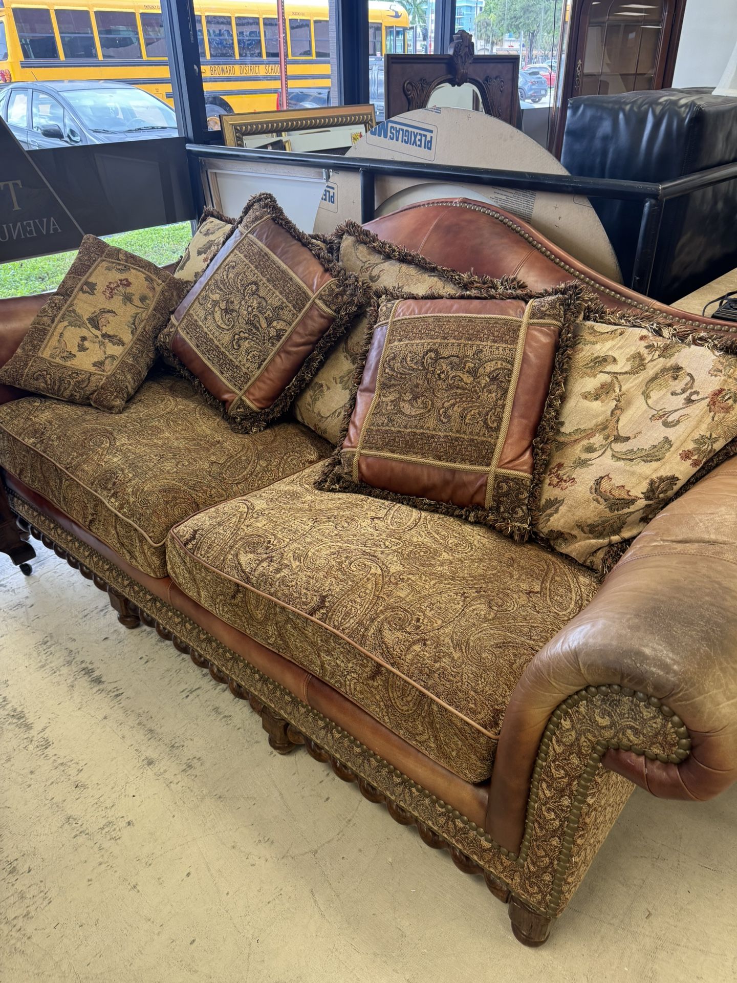 Signature Furniture Leather Sofa— 87” x 42” - Originally $3900