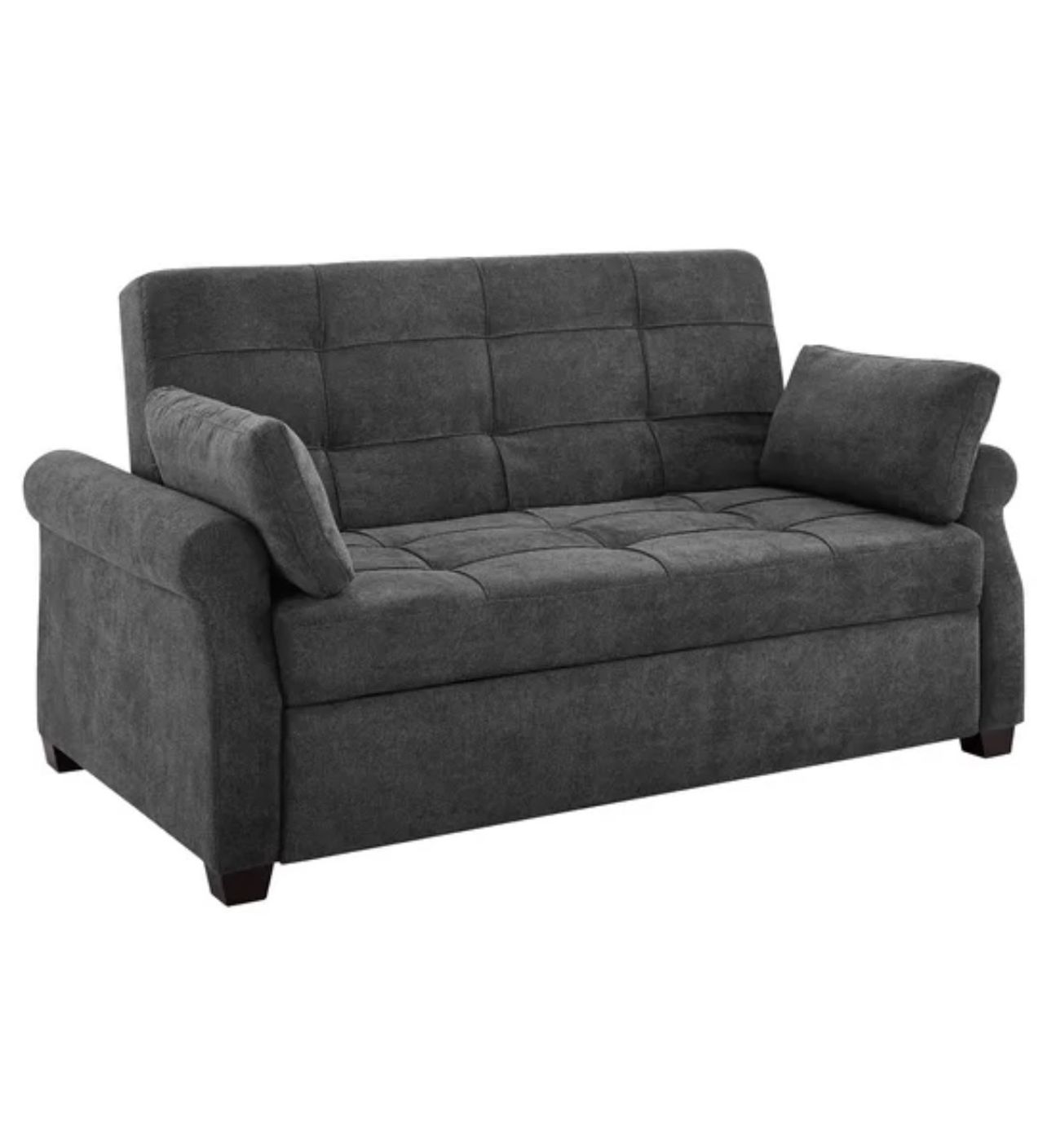 sabrina microfiber 72.6" rolled arm sofa bed couch