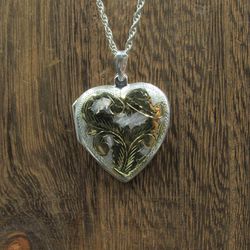 30 Inch Sterling Silver Beautiful Scrolled Heart Locket Long Necklace