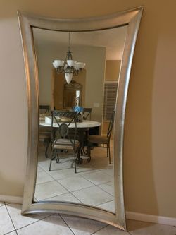 Large Floor Mirror with Silver Frame