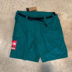 AUTHENTIC SUPREME NORTHFACE TREKKING SHORTS PACKABLE GREEN BRAND NEW W/ TAGS