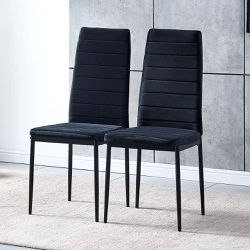 Ansley & Hosho Dining Chairs Set of 2, Velvet Black 