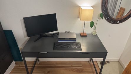 Dark Gray Writing Desk with Drawers