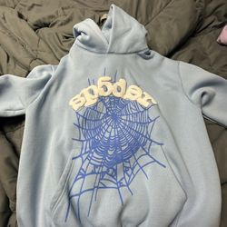 Sp5der Sky Blue Web Hoodie
