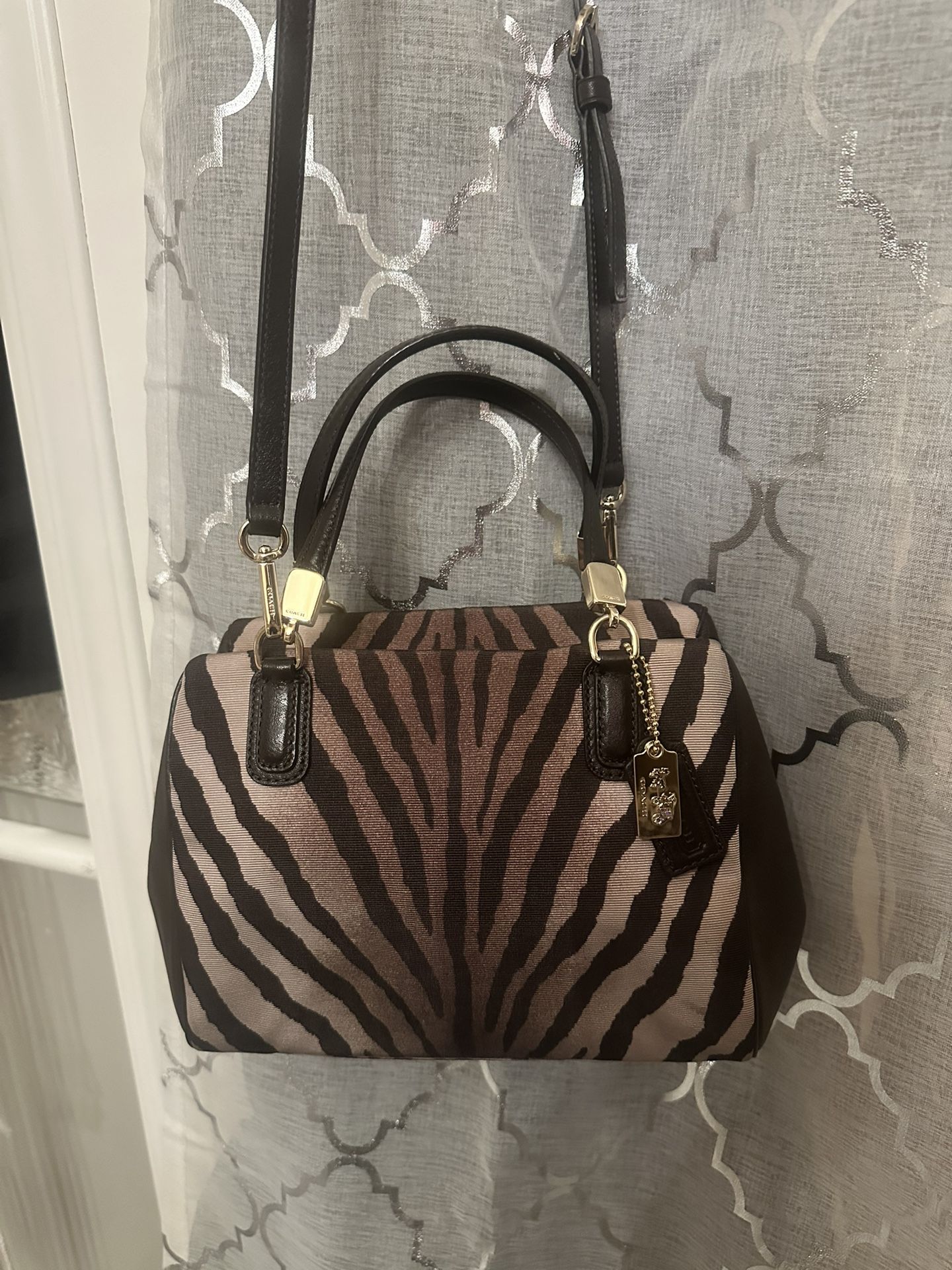 Coach Brown And Ran Zebra Print Shoulder Bag