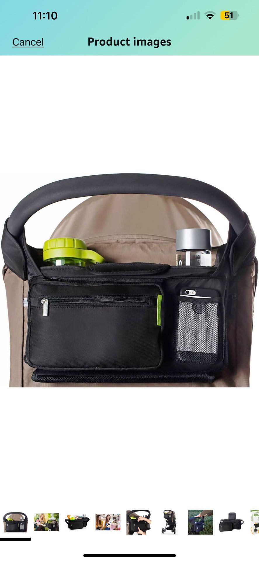 Ethan & Emma Universal Stroller Organizer Bag w/ Insulated Cup Holders, Diaper Storage, Secure Straps, Detachable Bag, Pockets for Phone, Keys, Toys.