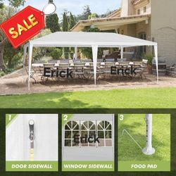 10×20 FT White Party Tent, Waterproof Outdoor Wedding Canopy with 6 Removable Sidewalls, Heavy Duty Gazebo Shelter for Patio, BBQ, Graduation & Events