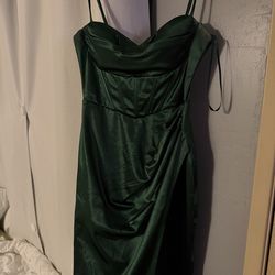 SMALL DARK GREEN SILK DRESS