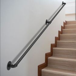 DAMEING 8FT Stair Handrail 440LB Wall-Mount Metal Rail Indoor Outdoor Black
Matte black galvanized steel