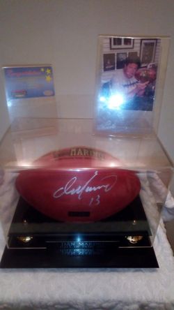 Dan Marino sighned limited edition Hall of Fame football in Display case with certificate of authinticity and picture of sighning