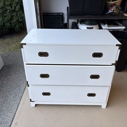 3 Drawer White Dresser