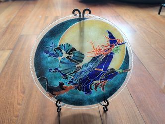 Peggy Karr Halloween round glass plate