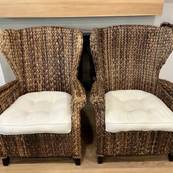 Seagrass / Rattan Wingback Chairs - Pottery Barn / Pier One