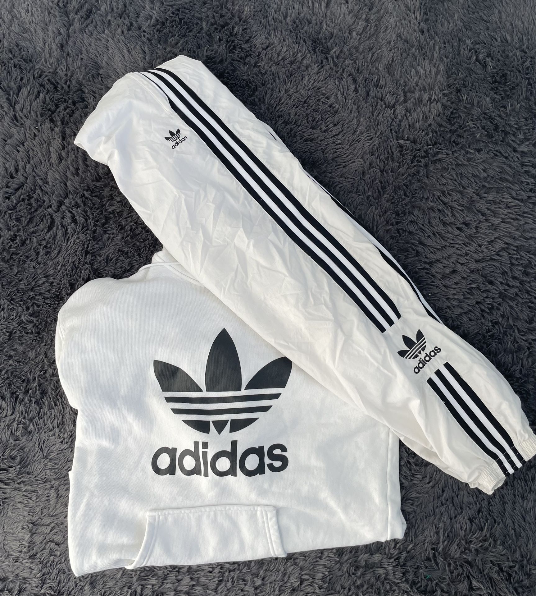 Adidas originals essential white and black track windbreaker Pants Hoodie