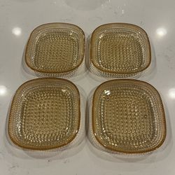 Carnival Opalescent Vintage Amber/Orange Hobnail Plates