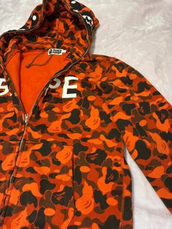 BAPE x XO Camo Shark Full Zip Hoodie in orange